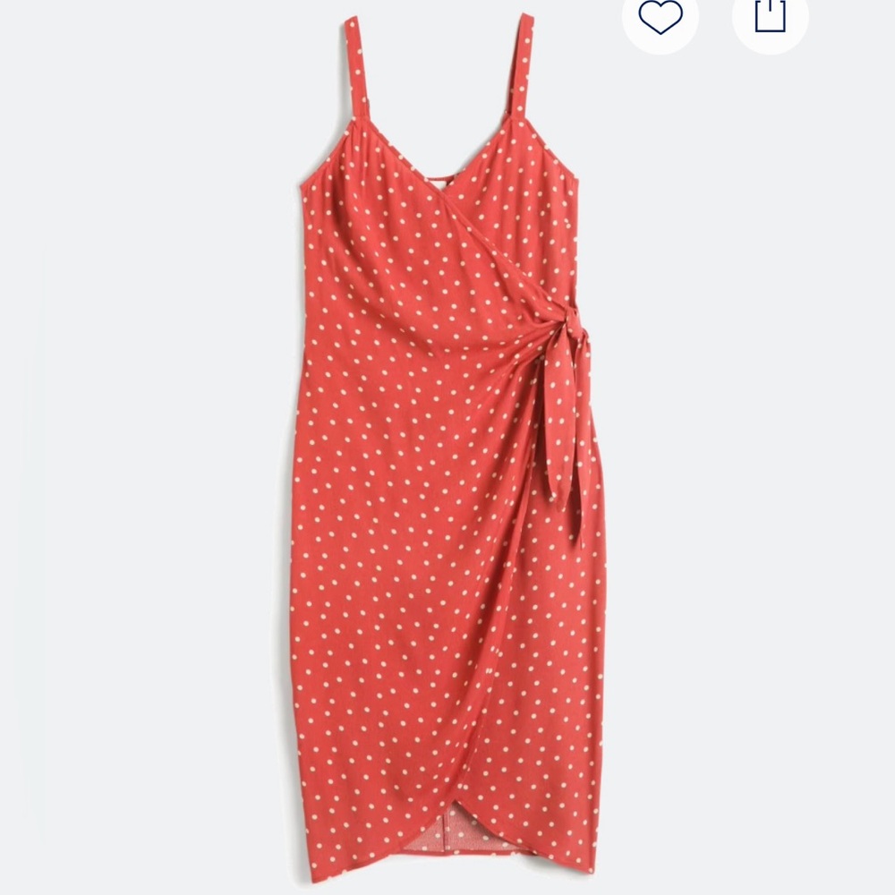 Burnt Orange Polka Dot Wrap Dress